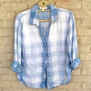 Cloth & Stone Plaid Button Down Top. Size S